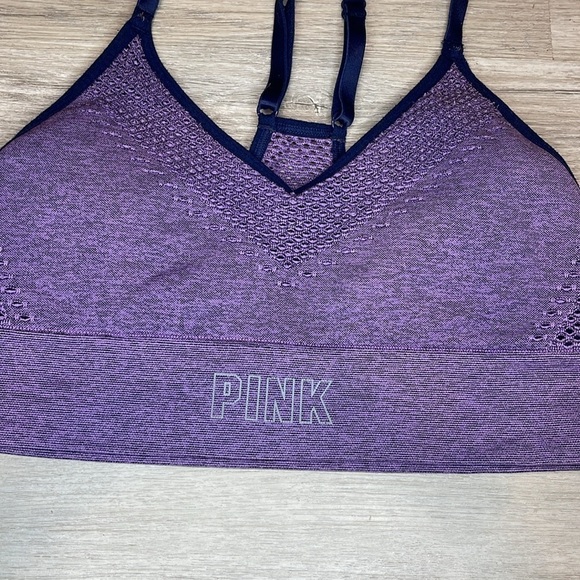 Victorias Secret PINK Active Unined Sports Bra XS Purple Racerback - Picture 4 of 7
